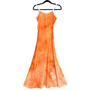 Antique Hand Dyed Orange Slip Dress Empire Waist Maxi Nightgown Woundedbird